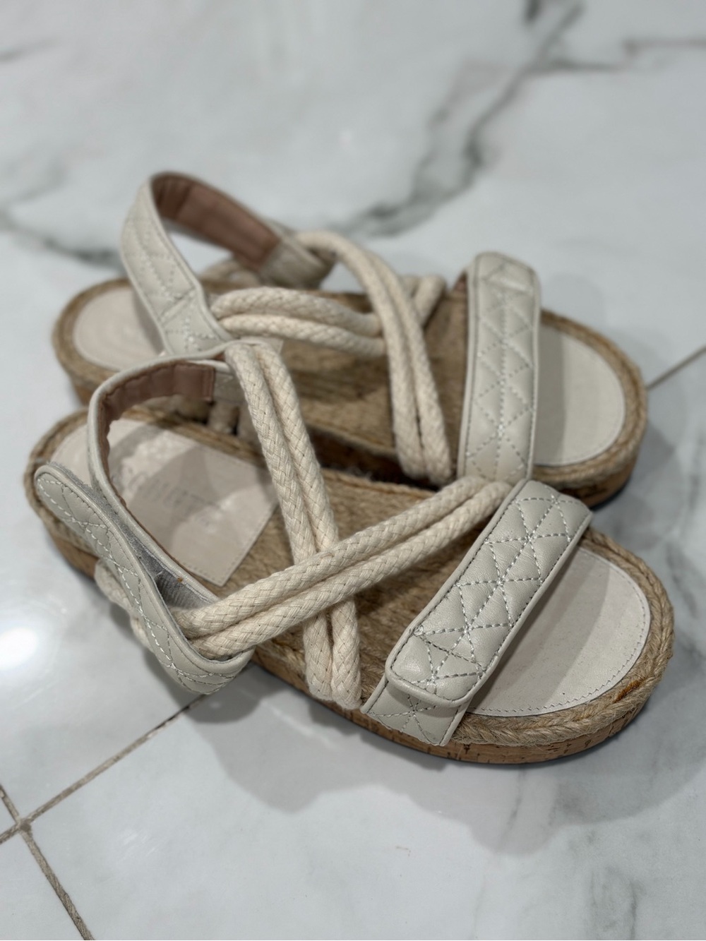 Schutz Women  Cream Braided Strap Sandals